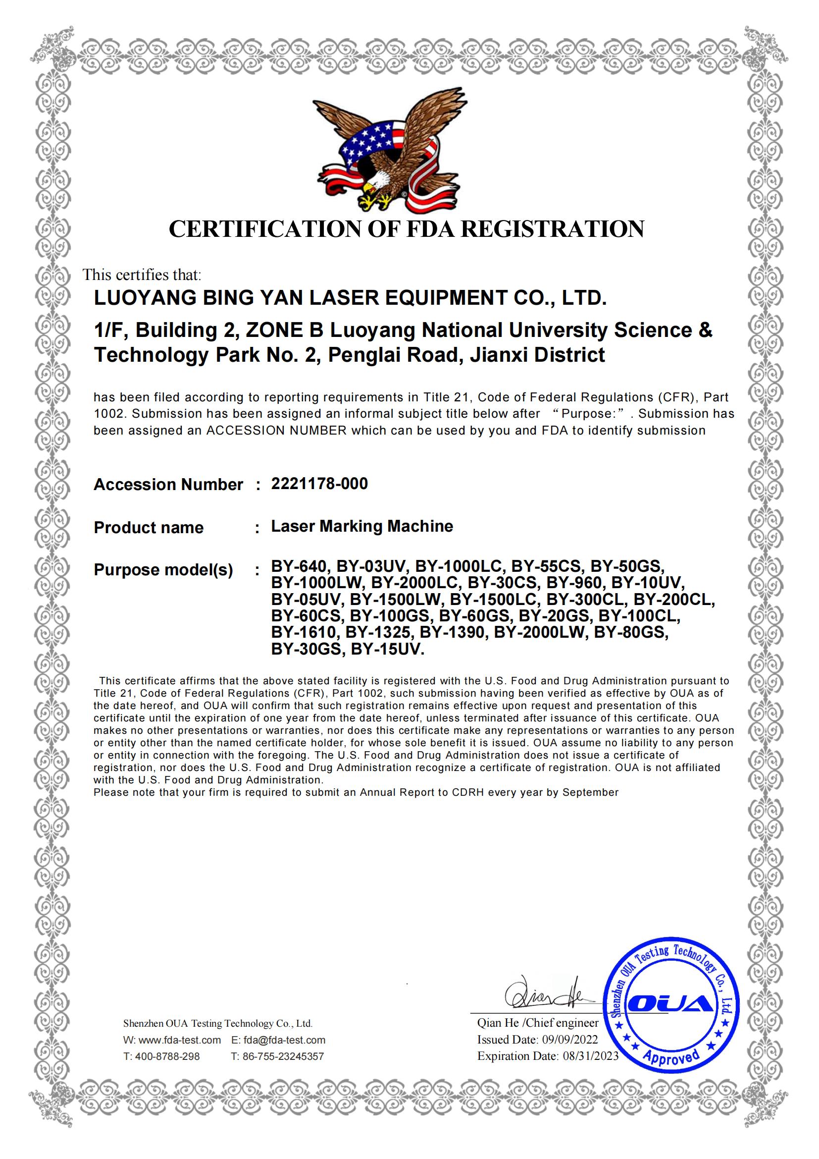 FDA certification